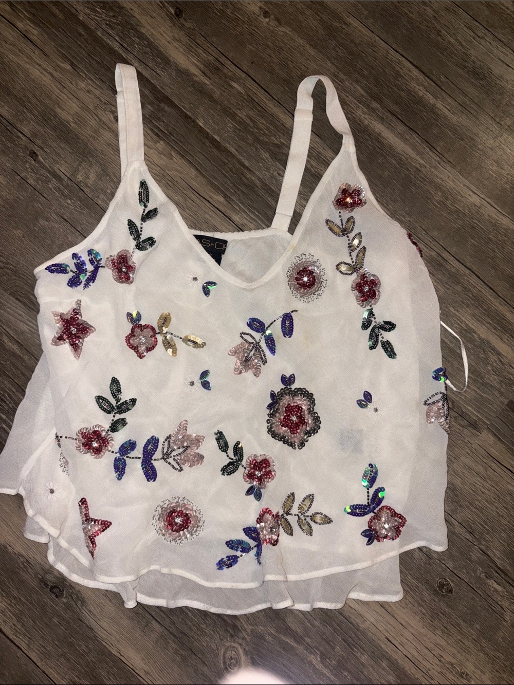 AS by DF woman’s beaded embroidered tank - small